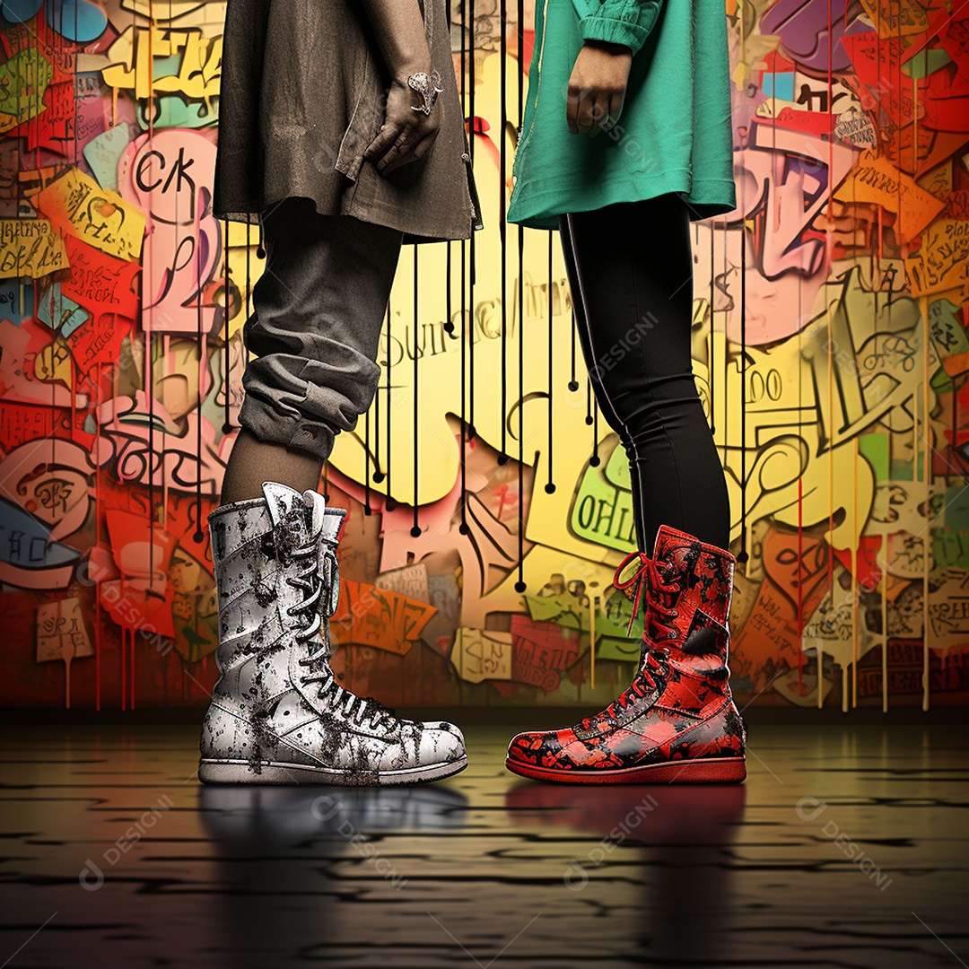 Dois pés com sapatos olhando um para o outro