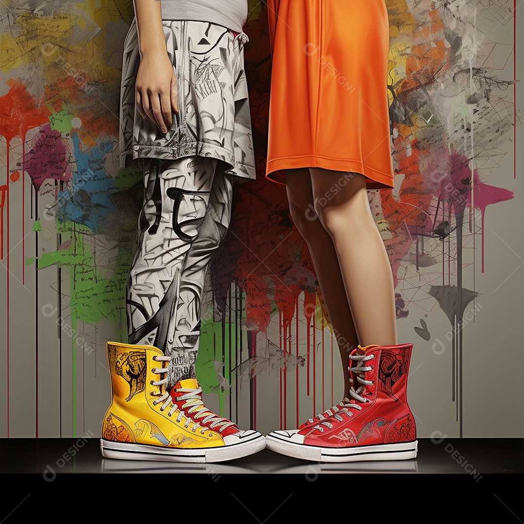 Dois pés com sapatos olhando um para o outro