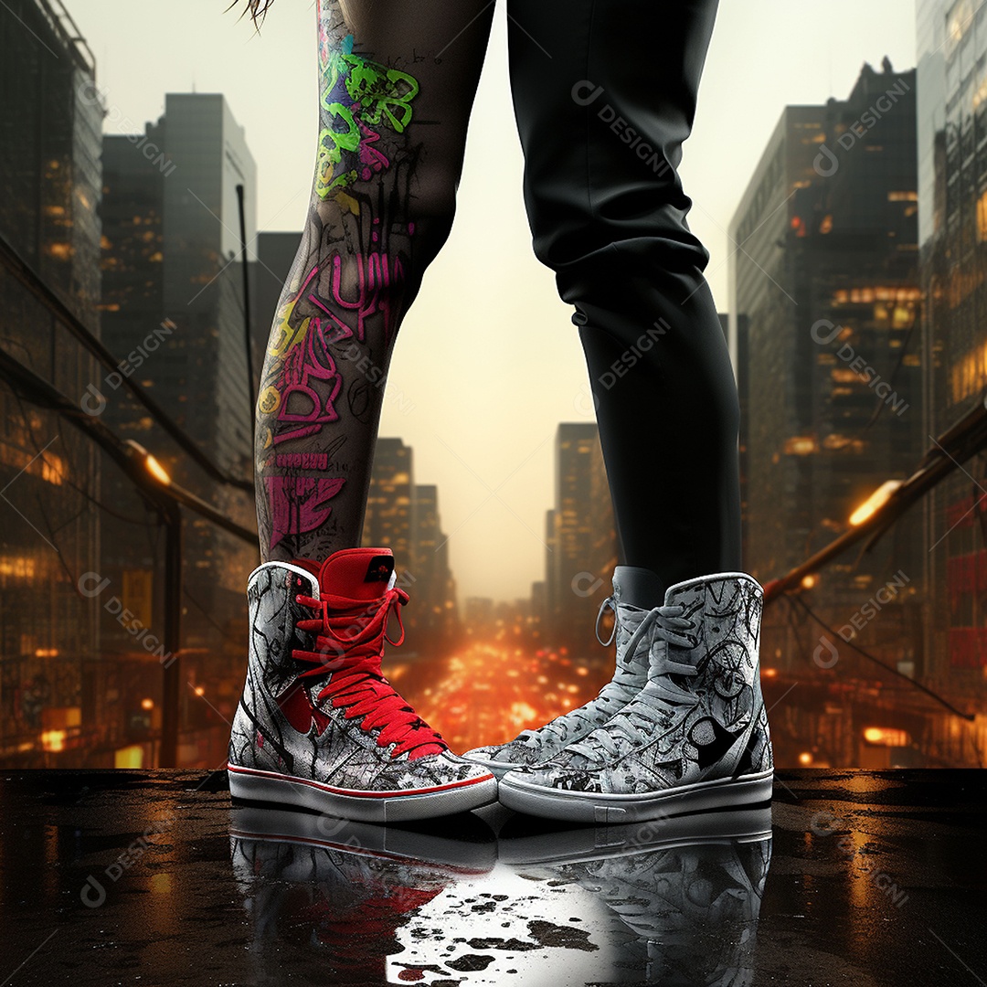 Dois pés com sapatos olhando um para o outro