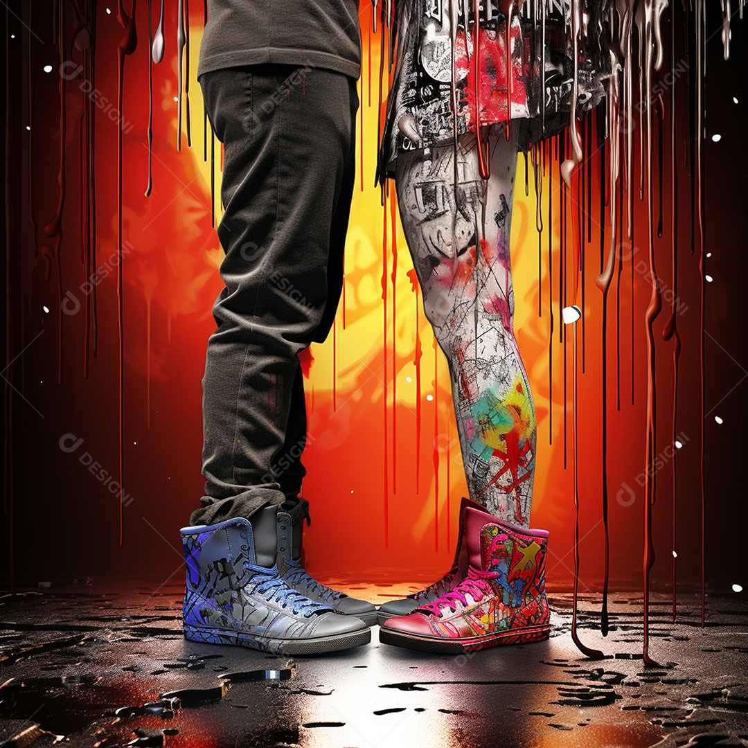 Dois pés com sapatos olhando um para o outro