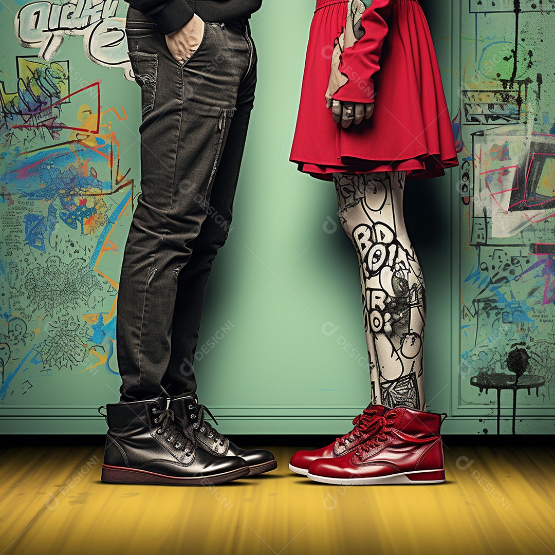 Dois pés com sapatos olhando um para o outro