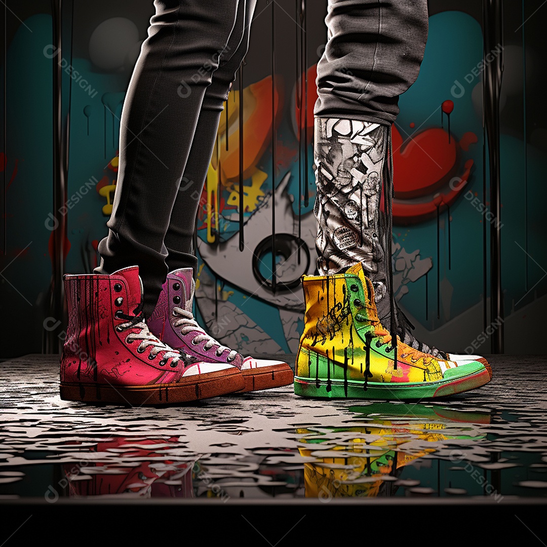 Dois pés com sapatos olhando um para o outro