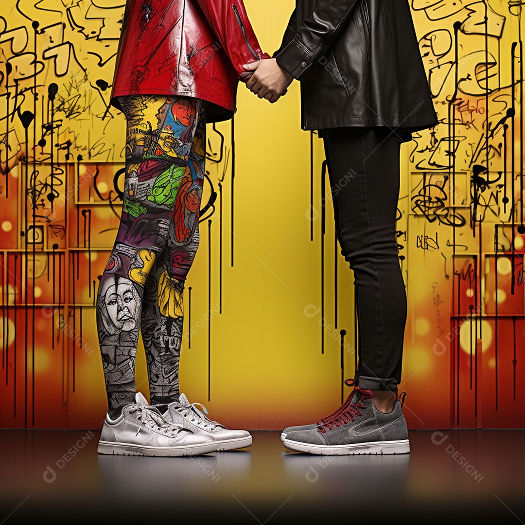 Dois pés com sapatos olhando um para o outro