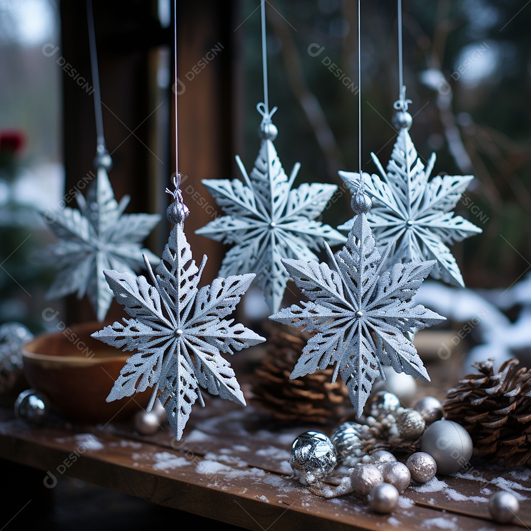 Ornamento de floco de neve brilhante