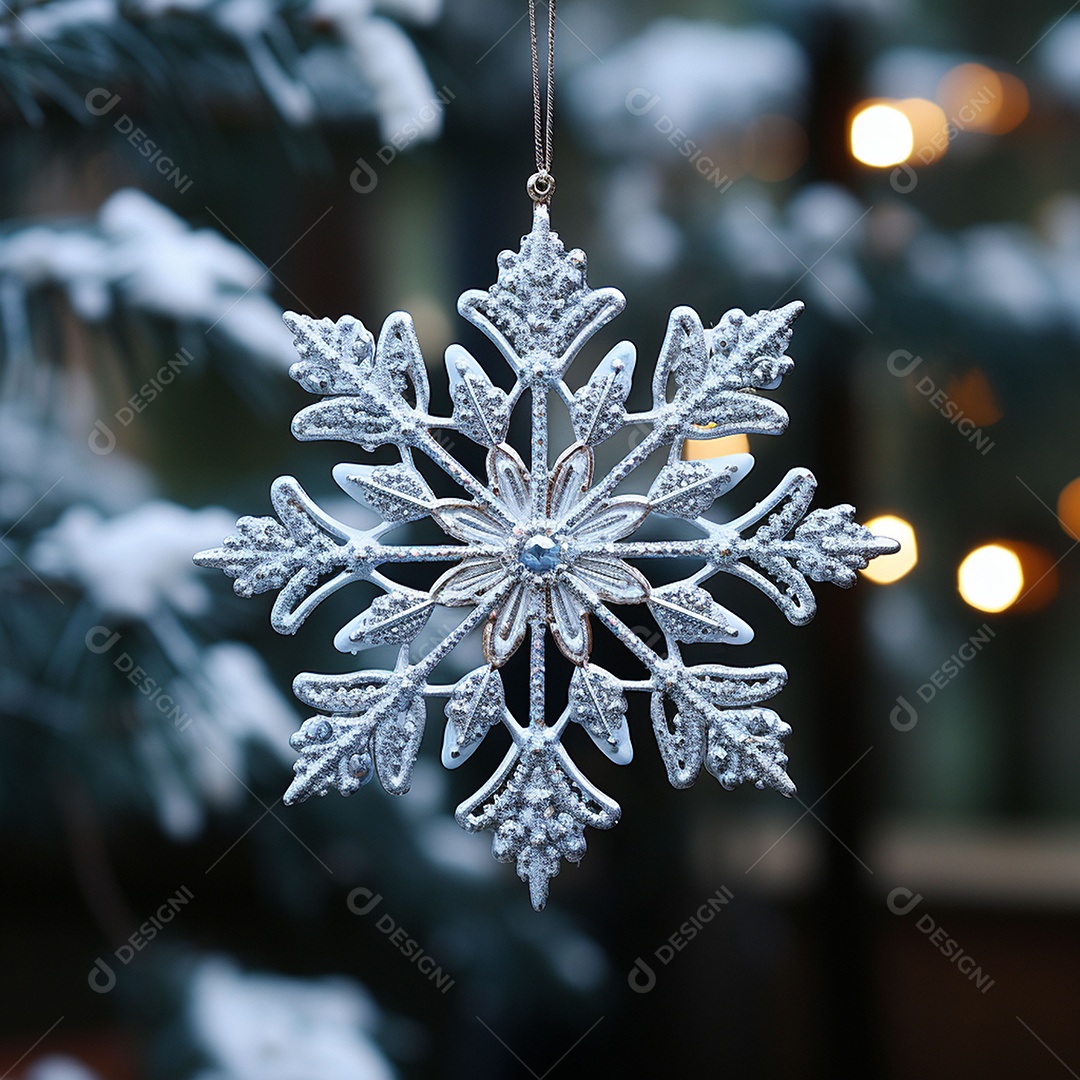 Ornamento de floco de neve brilhante