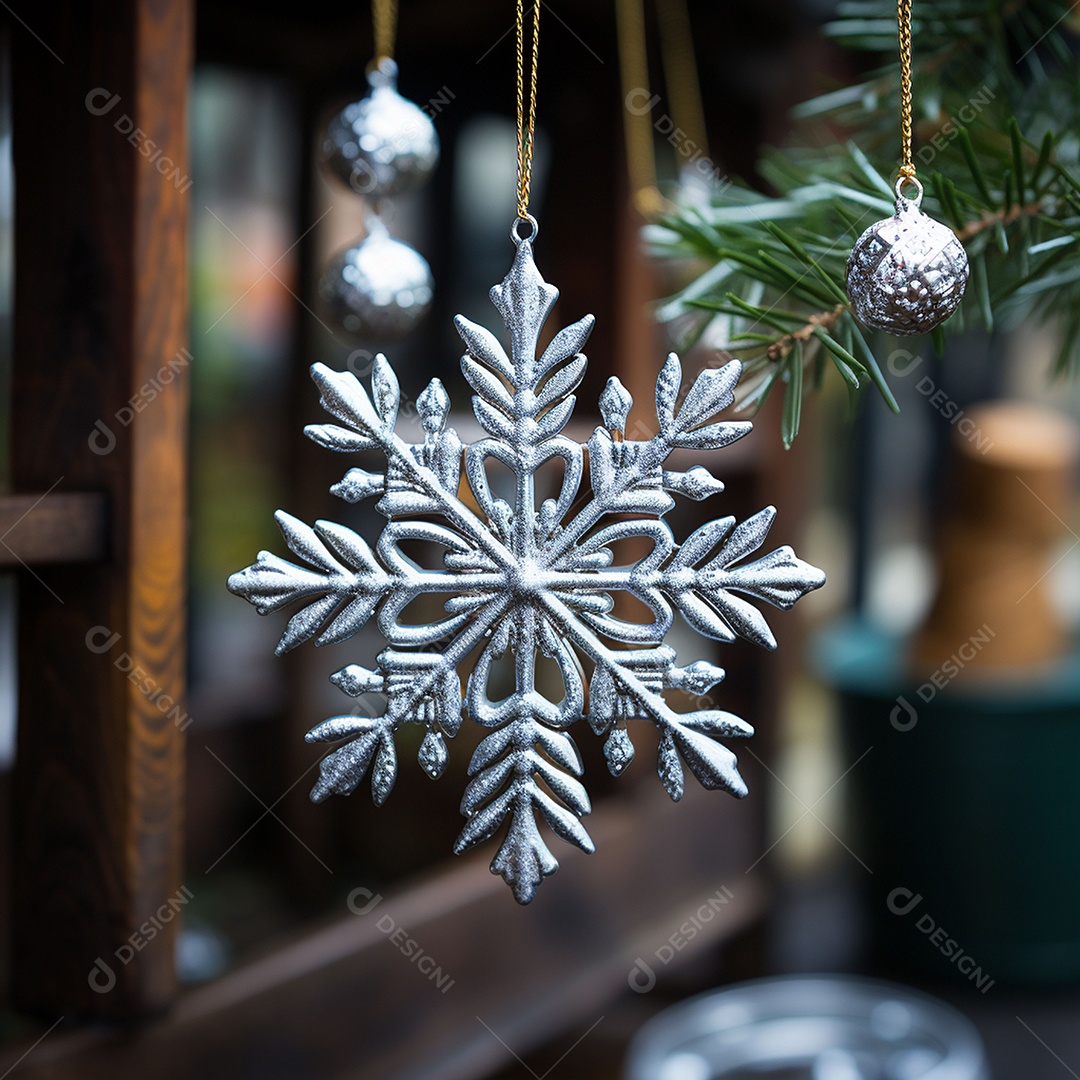 Ornamento de floco de neve brilhante