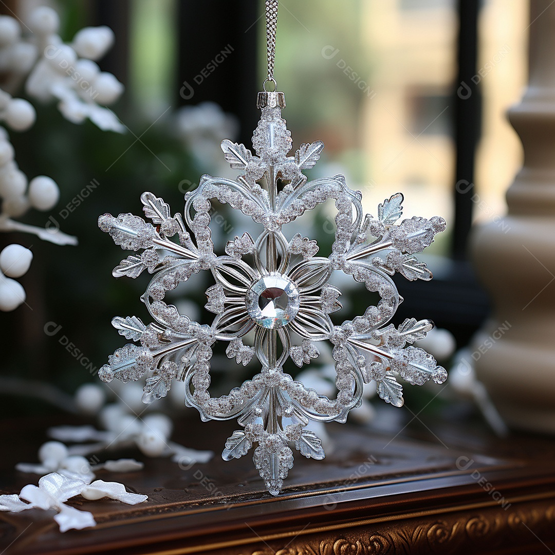 Ornamento de floco de neve brilhante