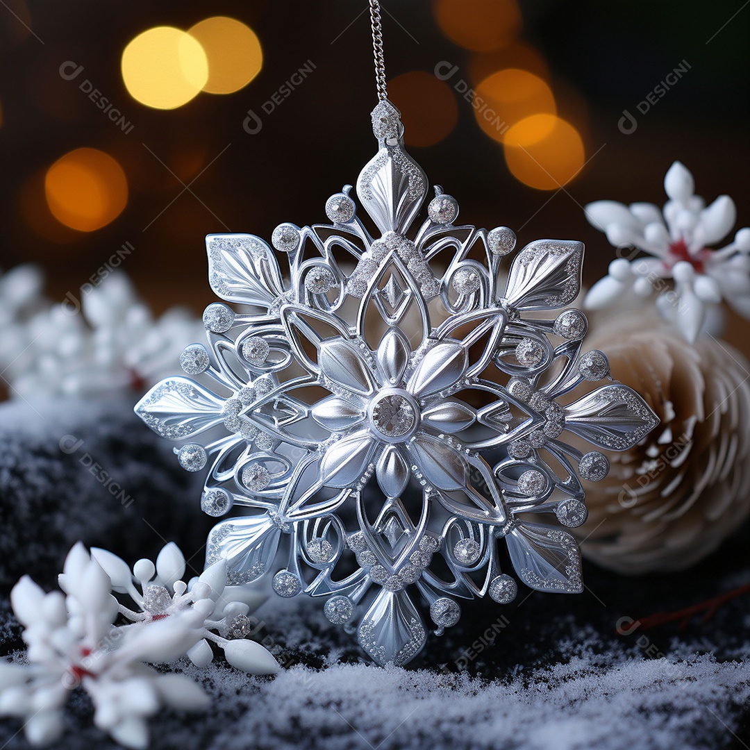 Ornamento de floco de neve brilhante