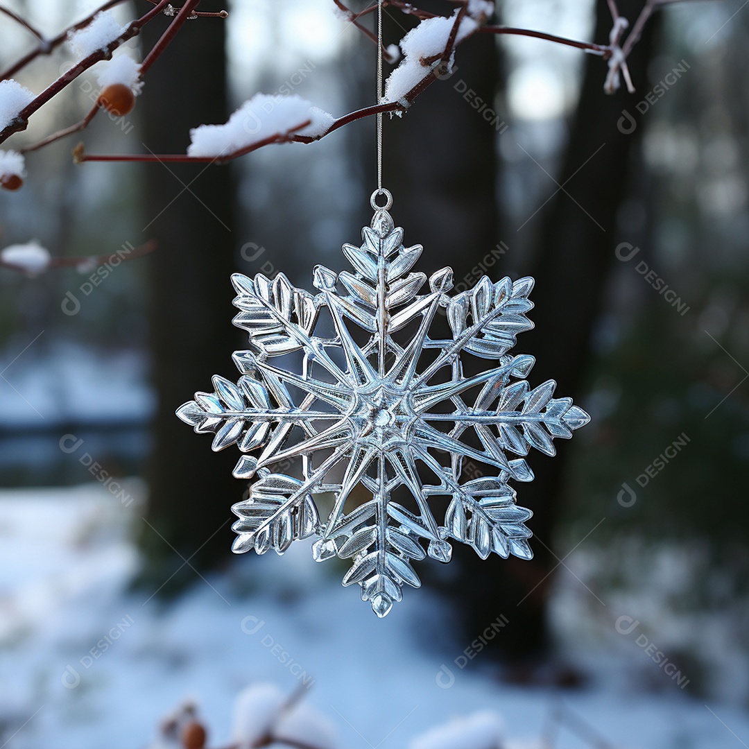 Ornamento de floco de neve brilhante