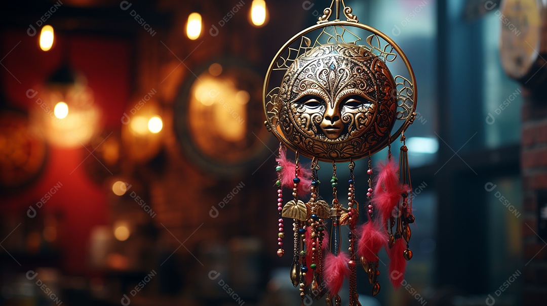 Máscara de carnaval veneziana em close-up uma linda decoração