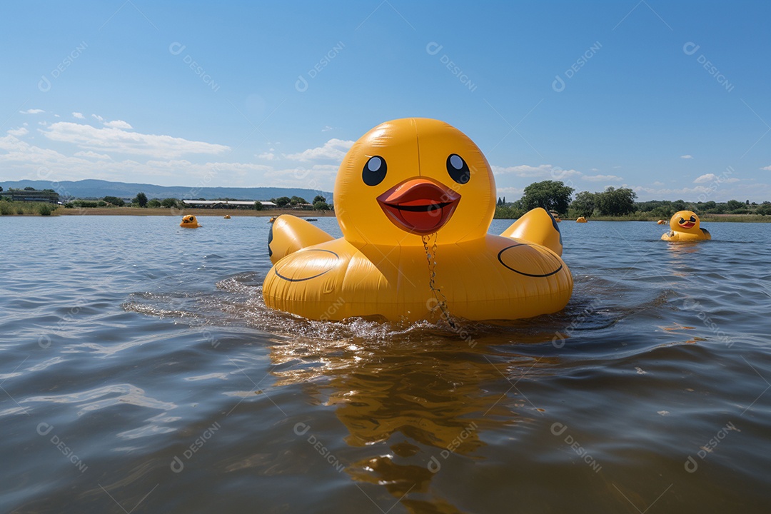 Lindos patinhos nadando sob uma praia