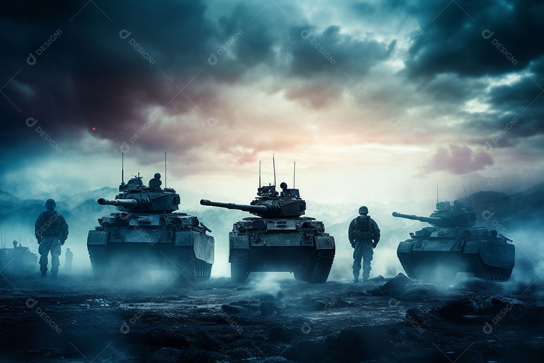 Conceito de guerra silhuetas militares cena de luta