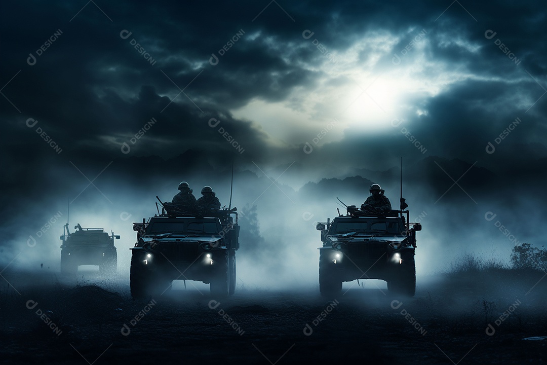 Conceito de guerra silhuetas militares cena de luta