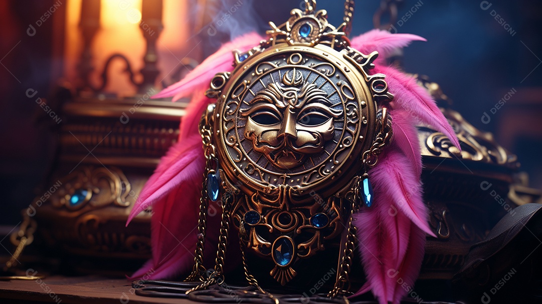 Máscara de carnaval veneziana em close-up uma linda decoração