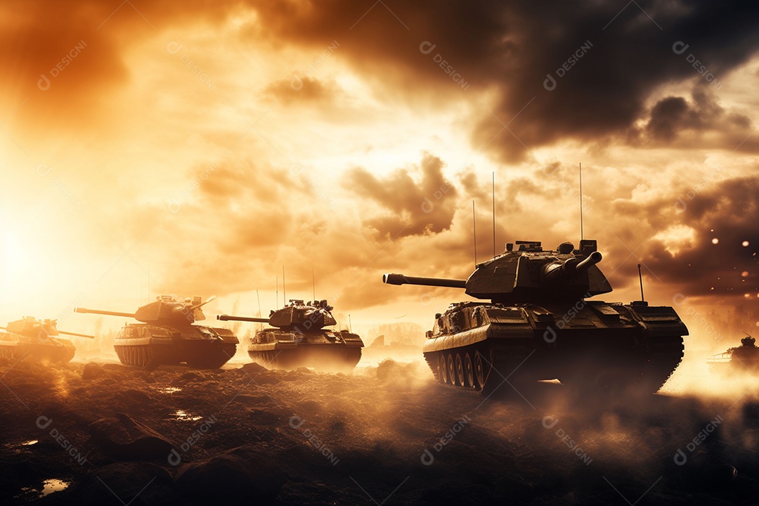 Conceito de guerra silhuetas militares cena de luta