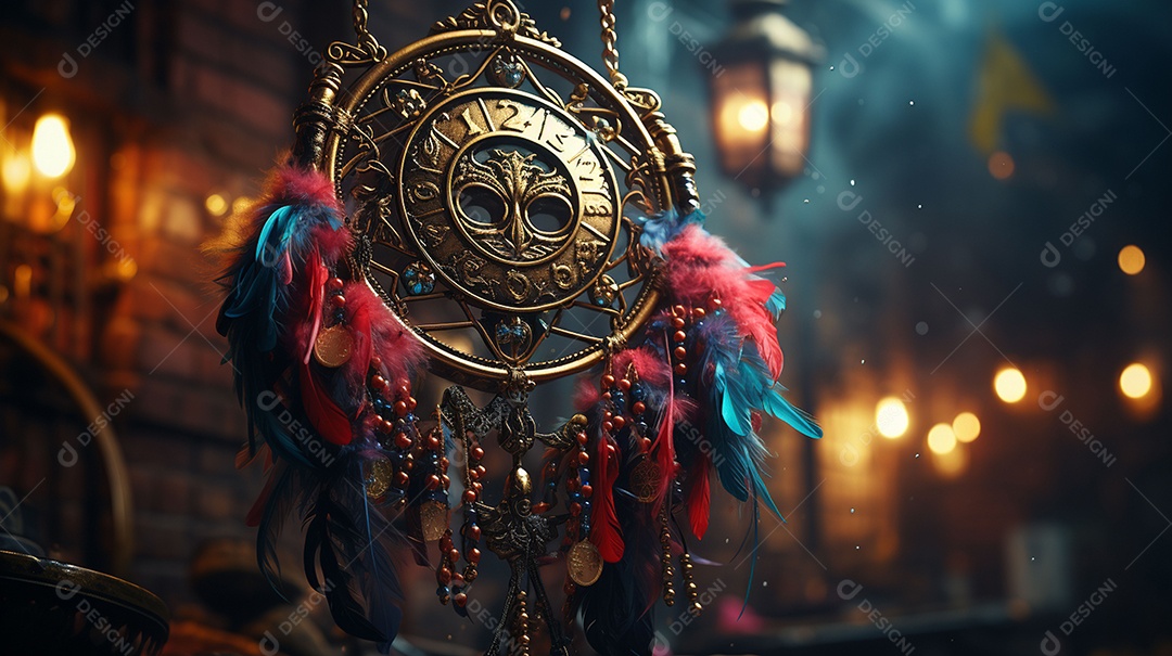 Máscara de carnaval veneziana em close-up uma linda decoração