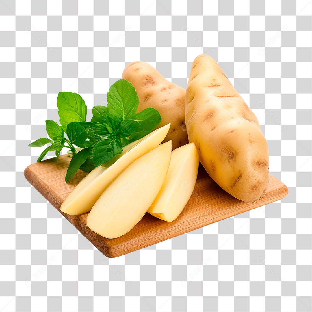 Batatas Sobre Tábua PNG Transparente