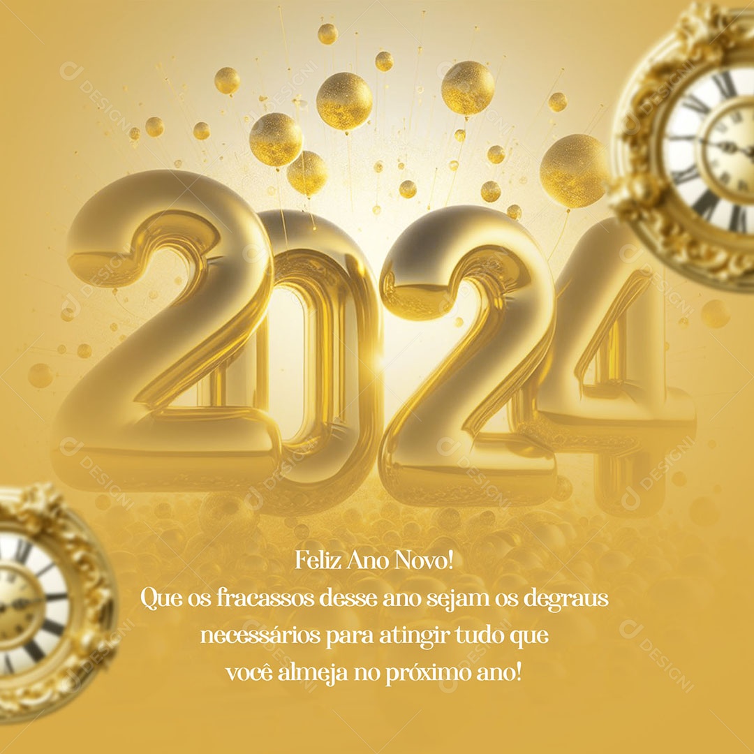 Social Media Feliz Ano Novo 2024 PSD Editável