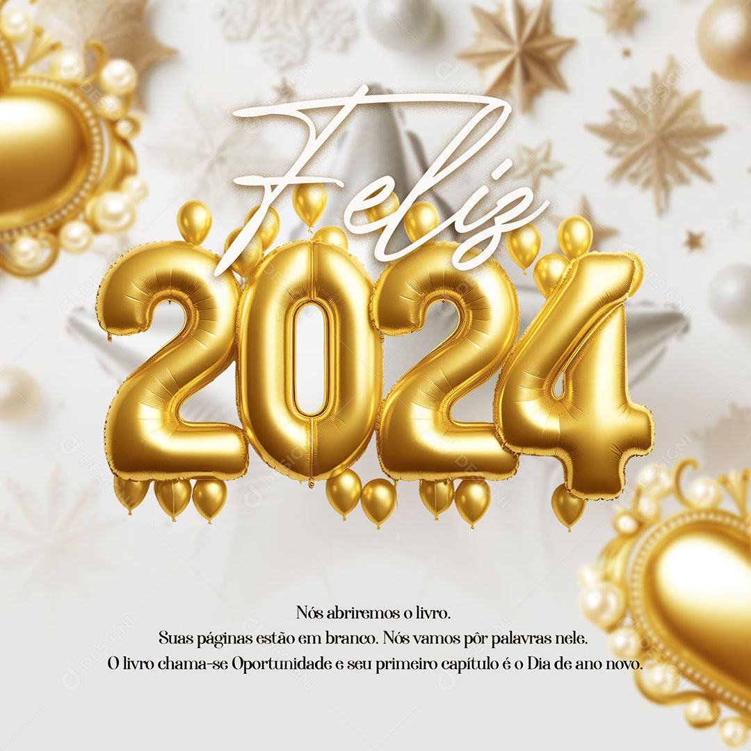 Social Media Feliz 2024 Dia De Ano Novo PSD Editável