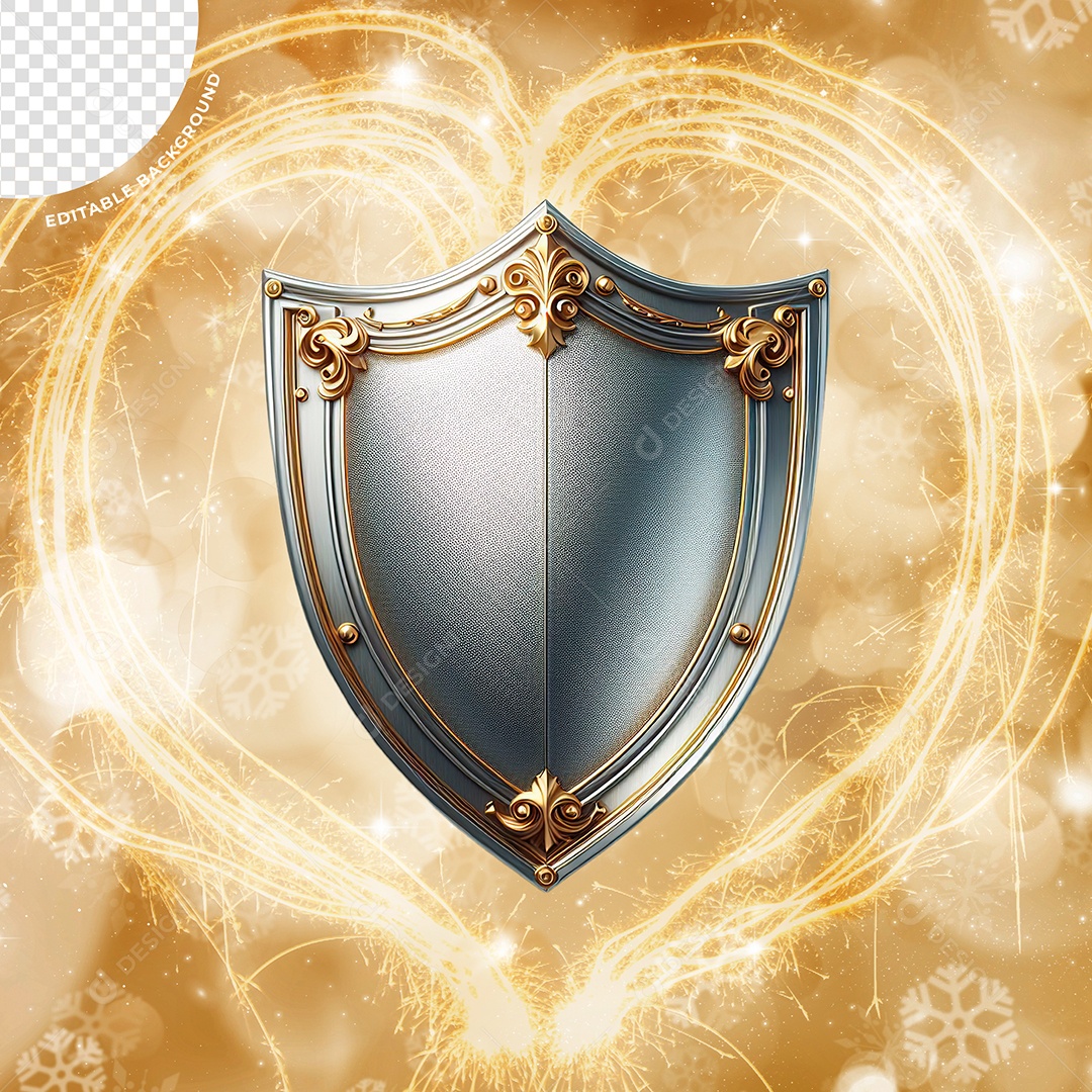 Elemento 3D Escudo Ano Novo Para Composição PSD