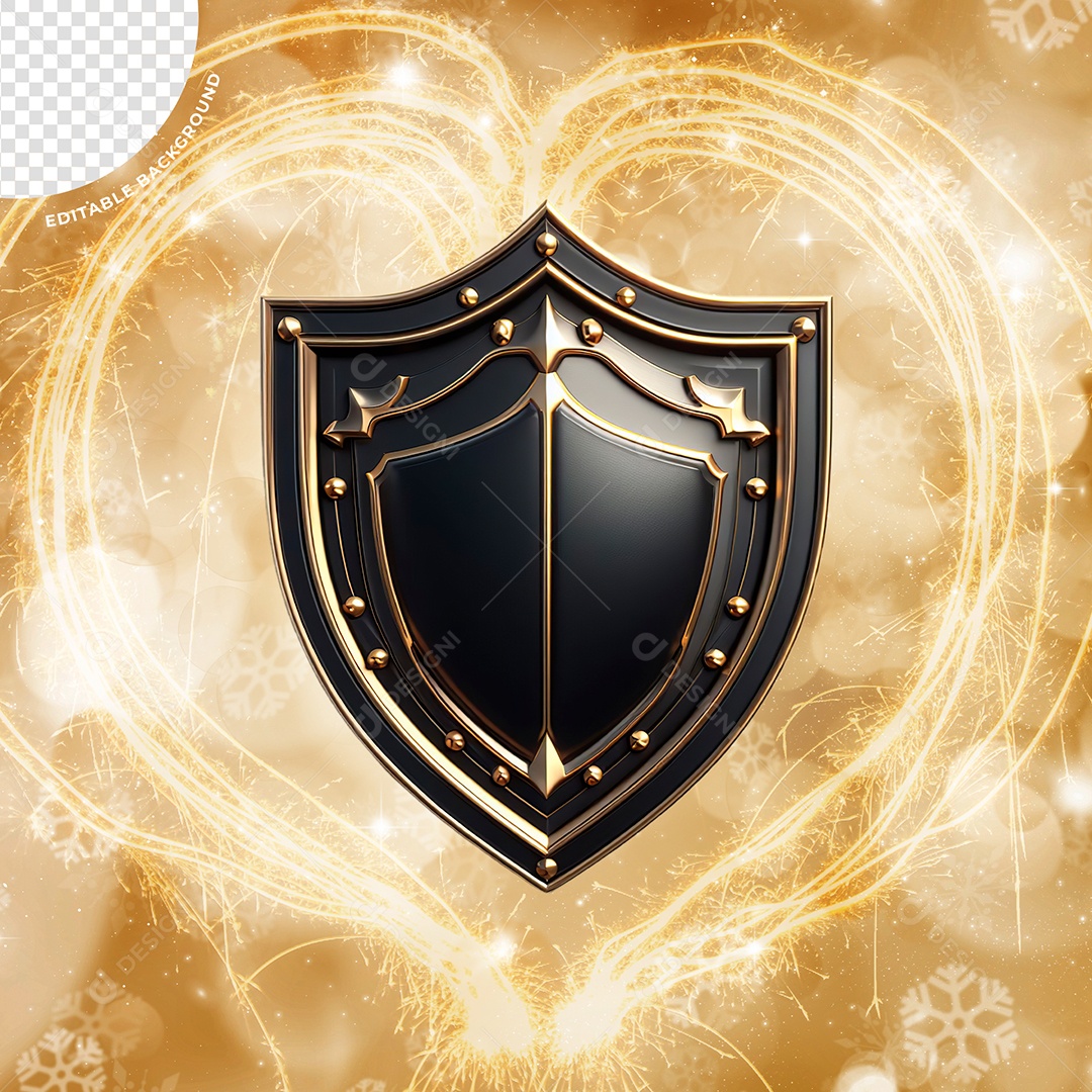 Escudo Ano Novo Elemento 3D Para Composição PSD