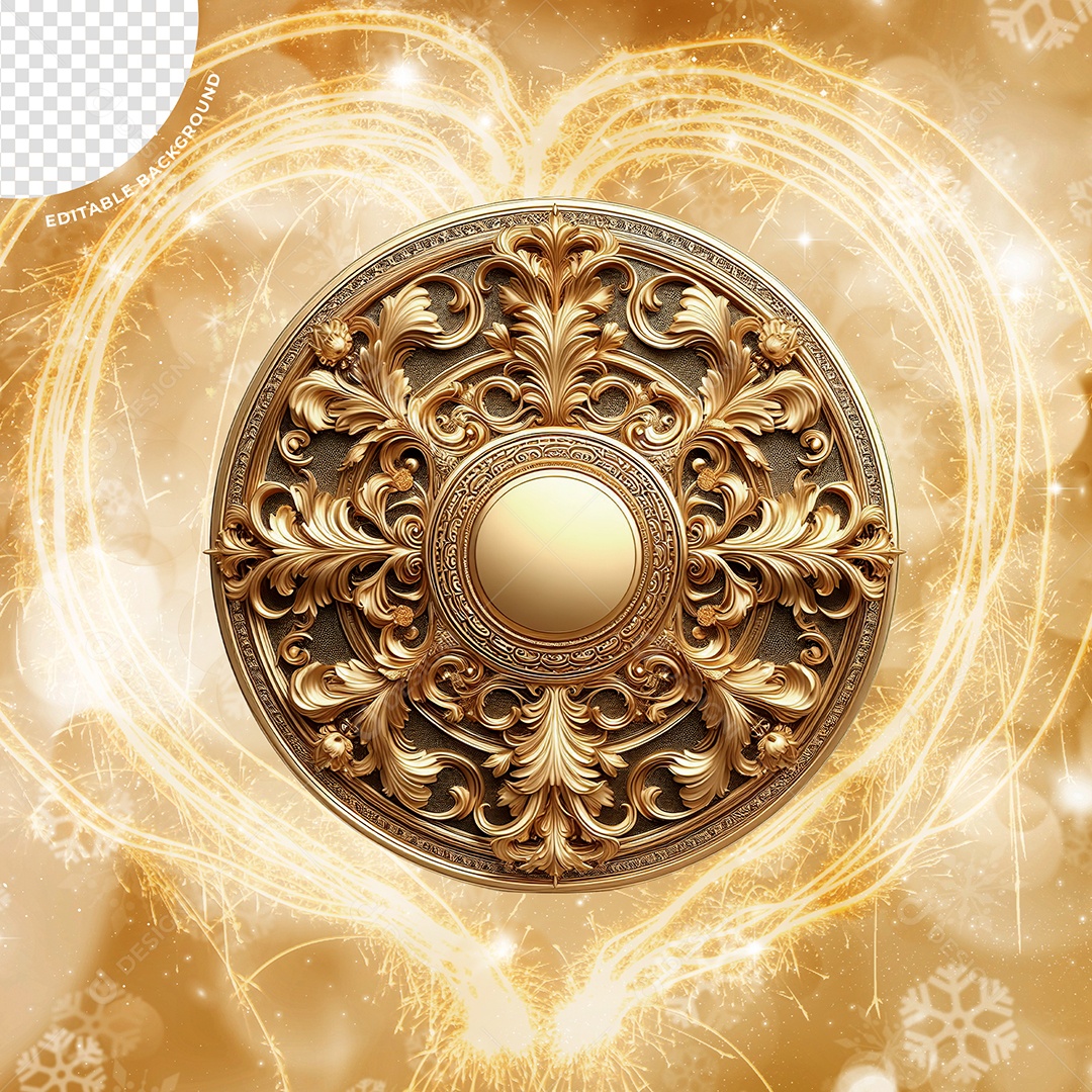 Elemento 3D Escudo Ano Novo Para Composição PSD