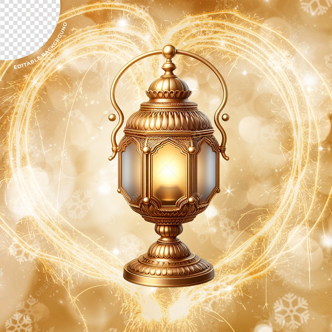 Elemento 3D Lamparina Ano Novo Para Composição PSD