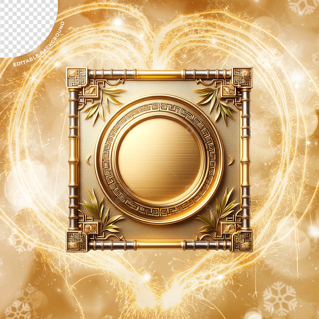 Elemento 3D Quadro Ano Novo Para Composição PSD