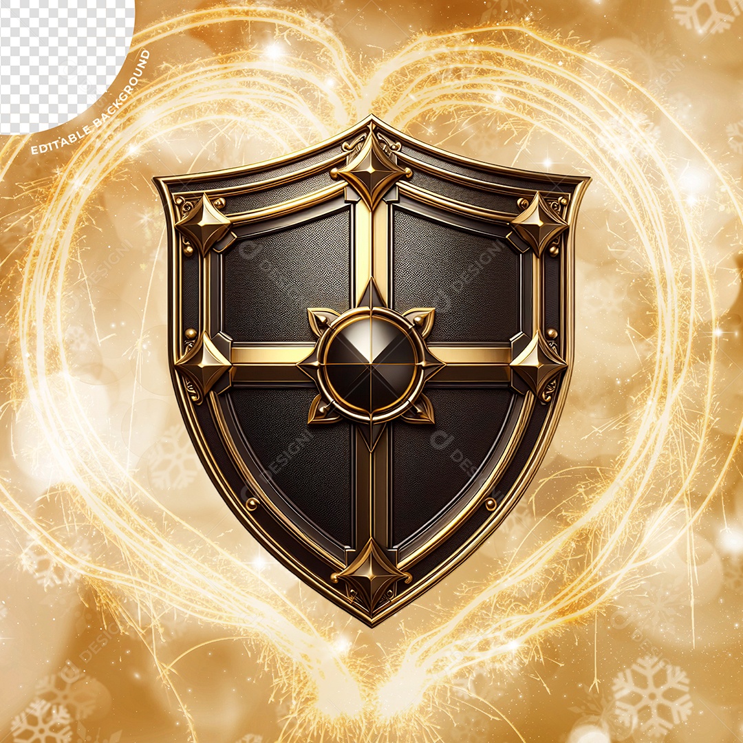 Elemento 3D Escudo Ano Novo Para Composição PSD