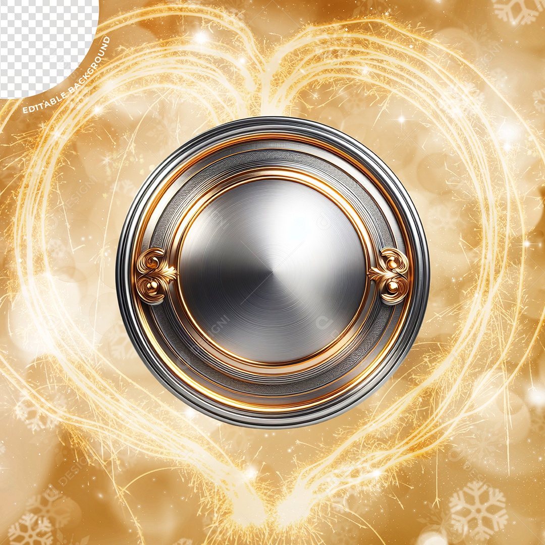 Elemento 3D Moldura Prata Ano Novo Para Composição PSD