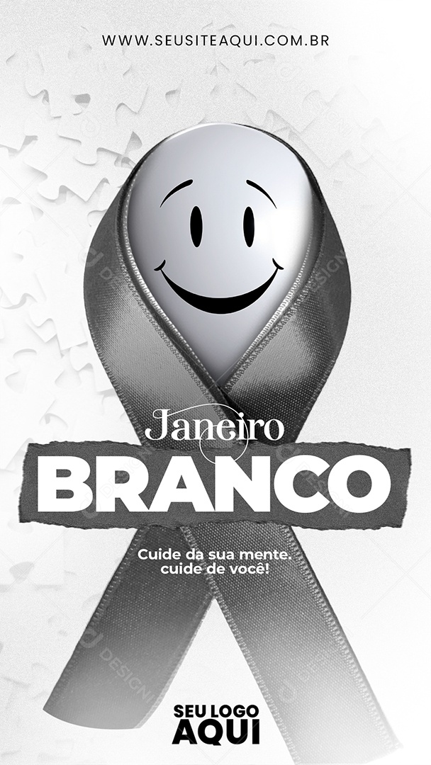 Story Janeiro Branco Cuide da sua Mente Social Media PSD Editável