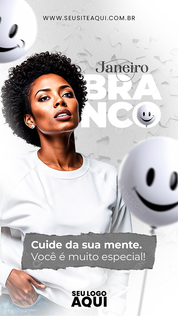 Story Janeiro Branco Cuide sua Mente Você é Muito Especial Social Media PSD Editável