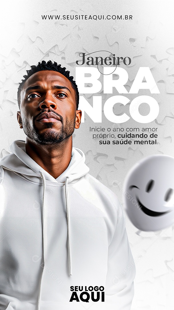 Story Janeiro Branco Inicie o Ano com Amor Próprio Cuidando de sua Saúde Mental Social Media PSD Editável