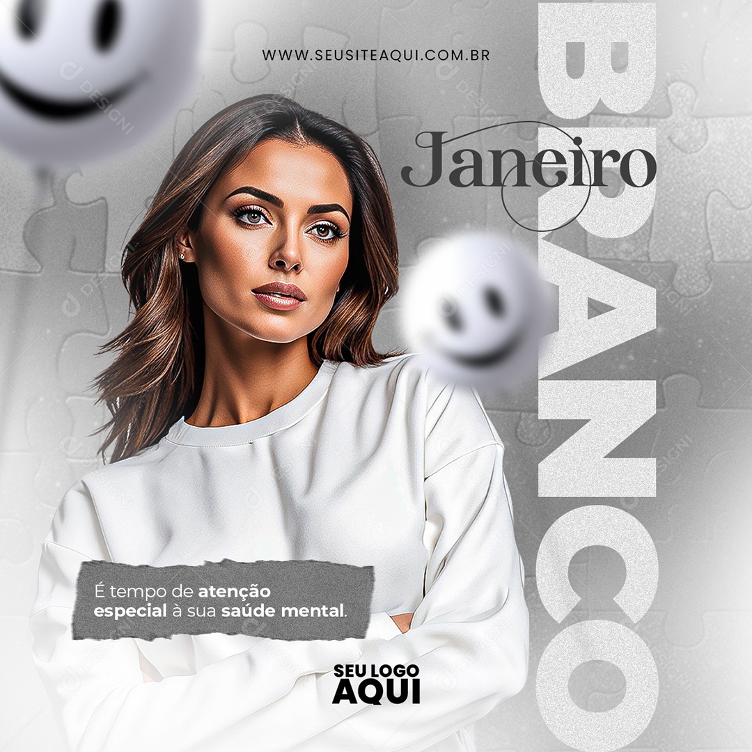 Feed Janeiro Branco é Tempo de Atenção Especial Social Media PSD Editável