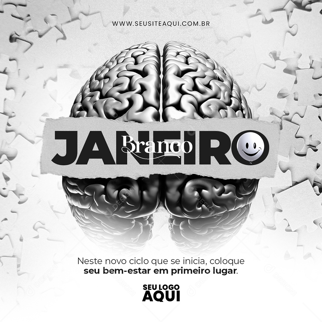 Feed Janeiro Branco Neste FeNovo Ciclo que se Inicia Coloque seu Bem-estar em Primeiro Lugar Social Media PSD Editável