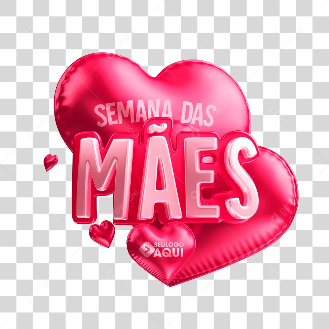 Selo 3D Semana das Mães Vermelho PSD