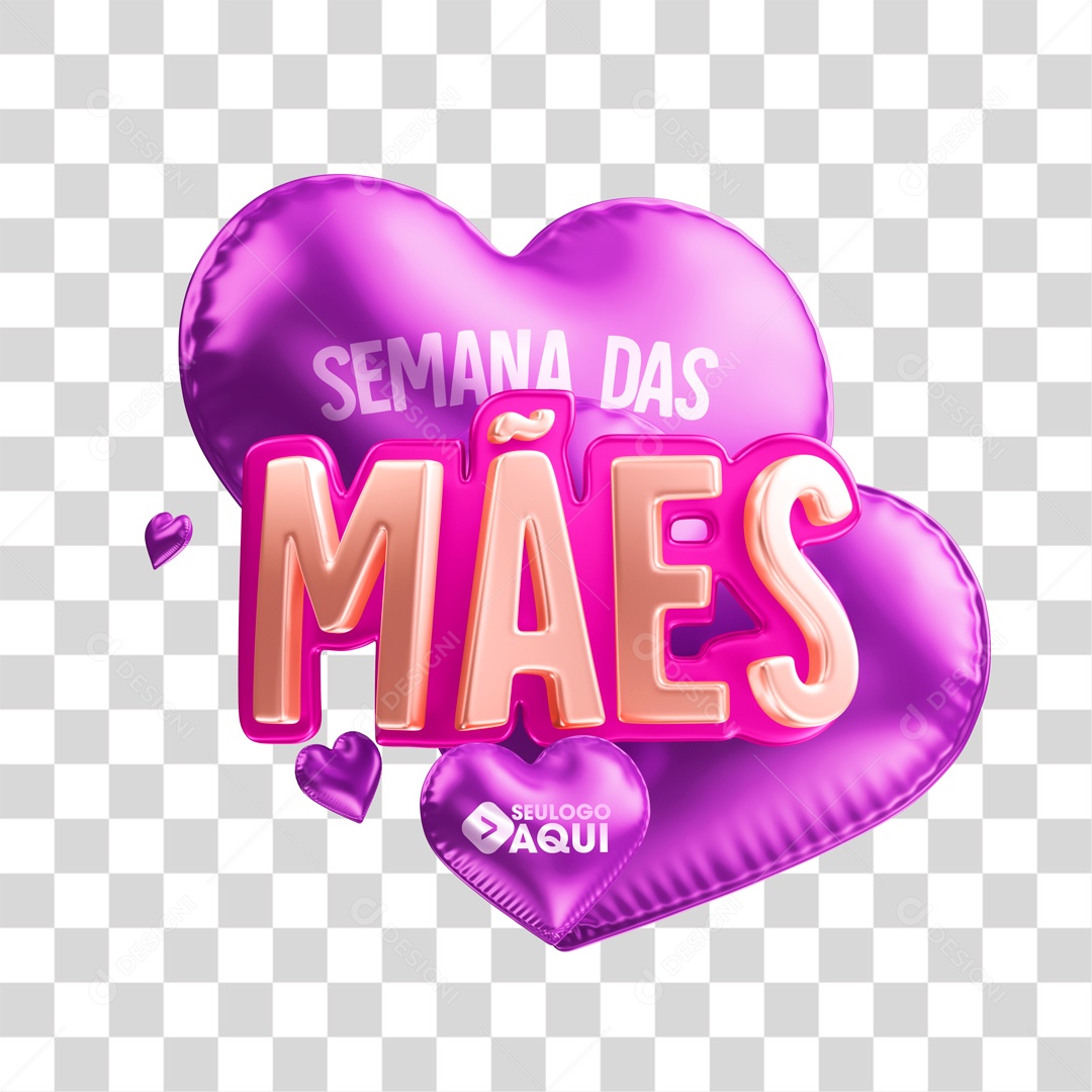 Selo 3D Semana das Mães Roxo PSD