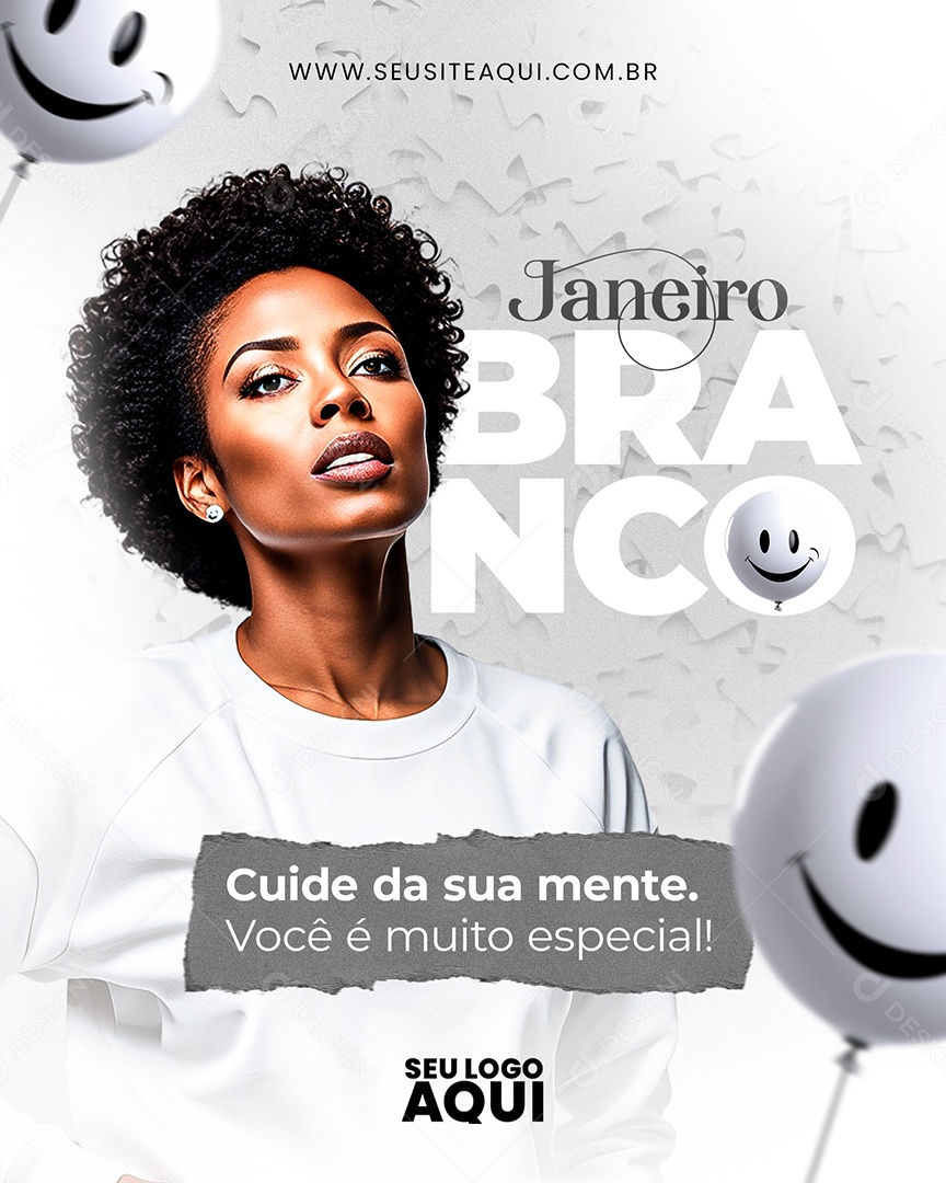 Janeiro Branco Cuide sua Mente Você é Muito Especial Social Media PSD Editável