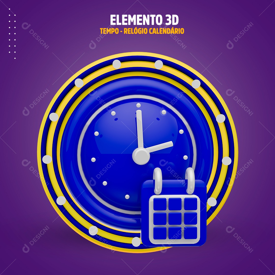 Elemento 3D Relógio Calendário Para Composição PSD