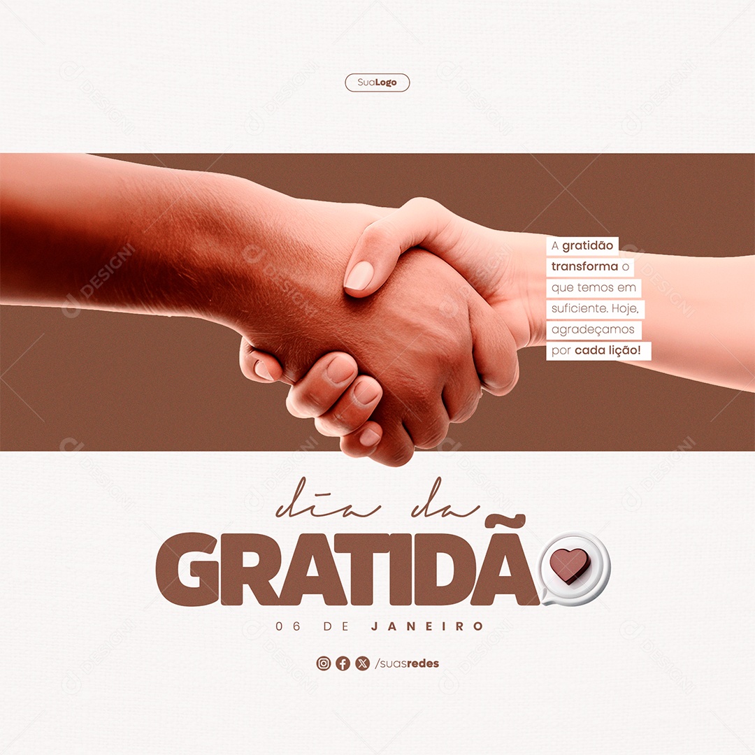 Social Media Dia da Gratidão 06 de Janeiro PSD Editável