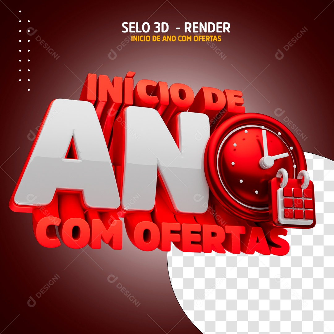 Selo 3D Início De Ano Com Ofertas Para Composição PSD