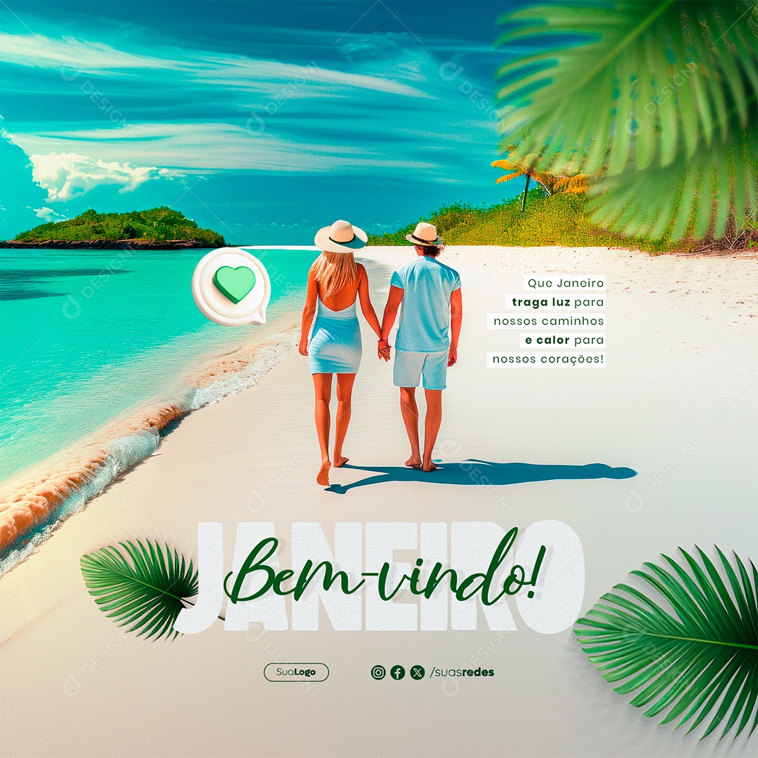 Bem Vindo Janeiro traga luz para nossos caminhos e calor Social Media PSD Editável