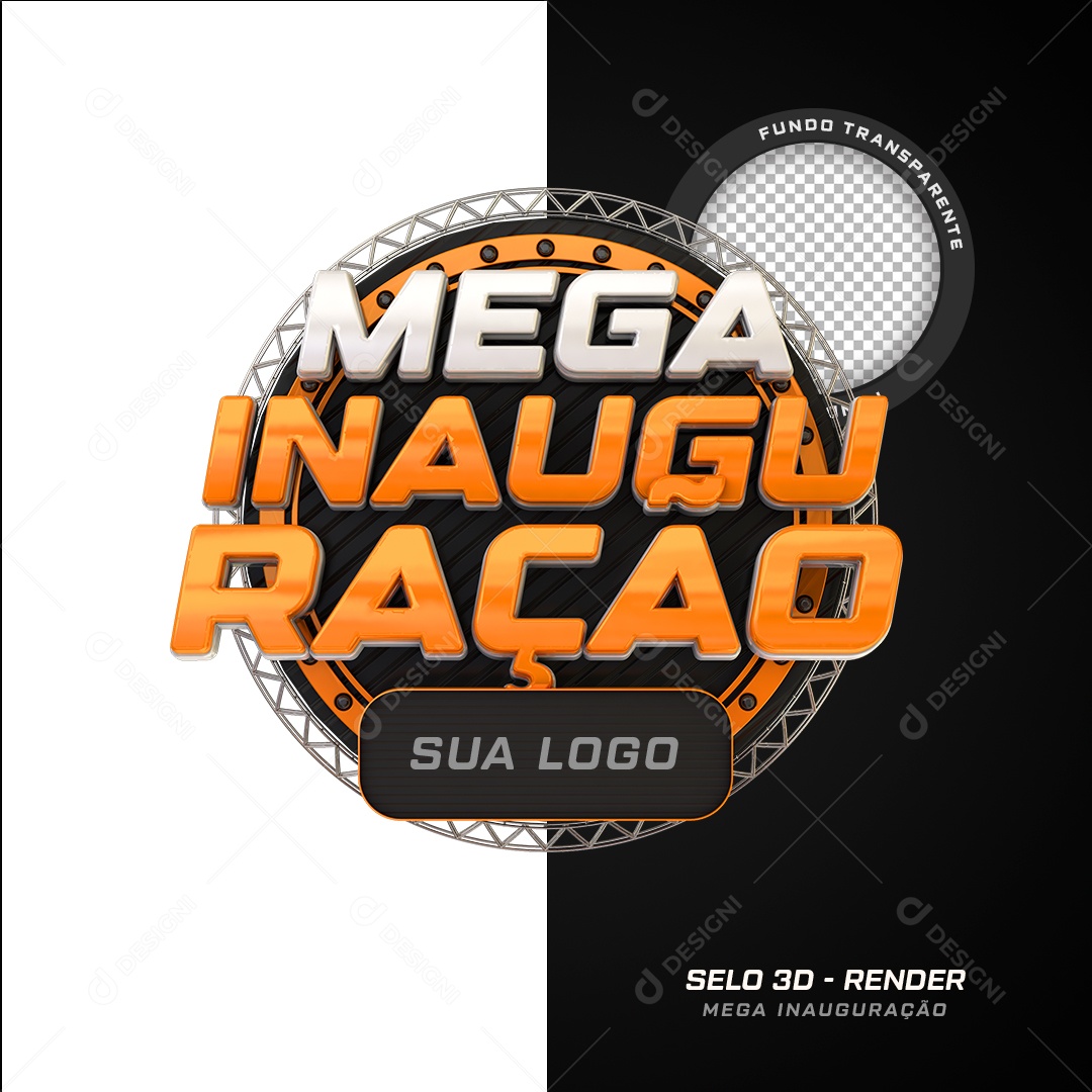 Selo 3D Mega Inauguração Para Composição PSD