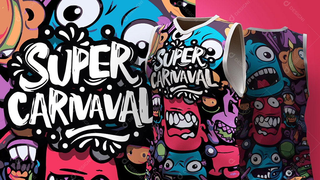 Abadá de Carnaval Estampa de Camisa Texto Super Carnaval Ai + EPS