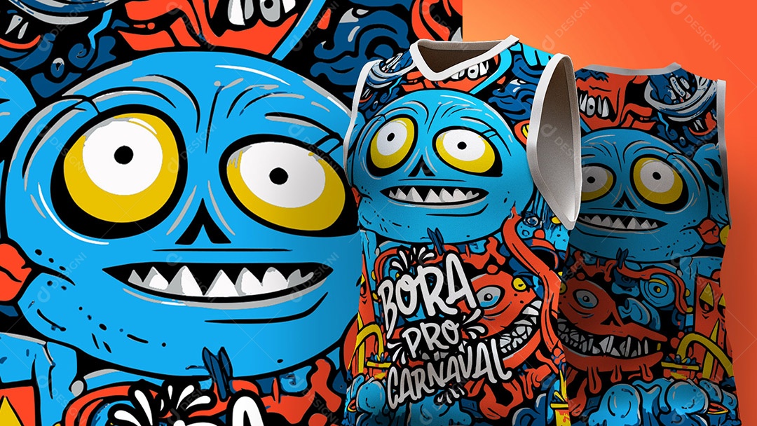 Abadá de Carnaval Estampa de Camisa Texto Bora Pro Carnaval Ai + EPS