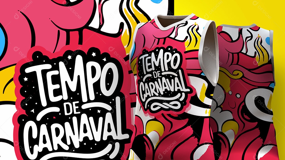 Abadá de Carnaval Estampa de Camisa Texto Tempo De Carnaval Ai + EPS