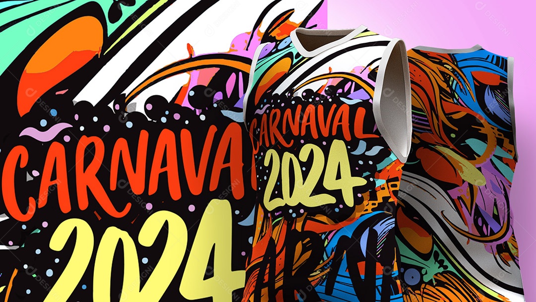 Abadá de Carnaval Estampa de Camisa Texto Carnaval 2024 Ai + EPS
