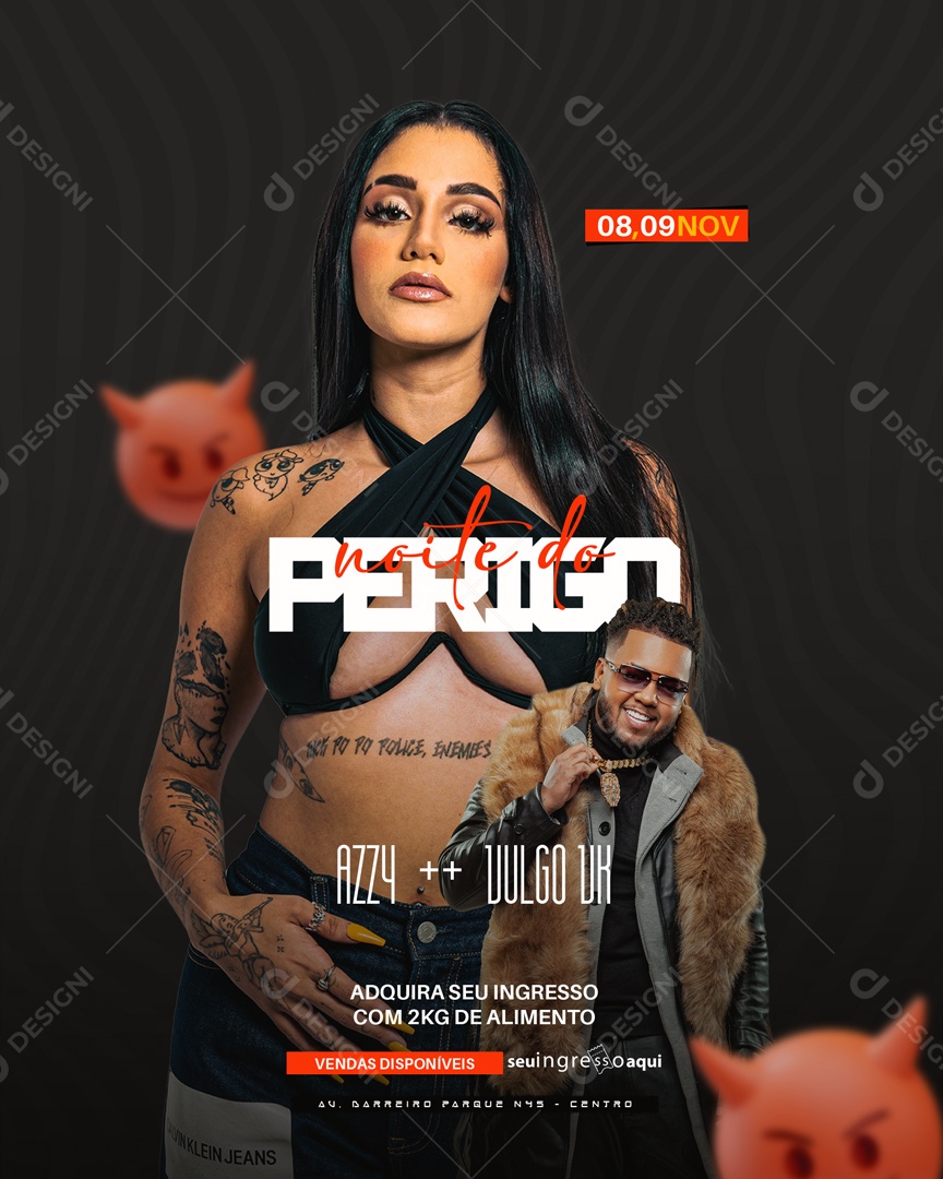 Flyer Story Noite Do Perigo Azzy Vulgo Vk Social Media PSD Editável