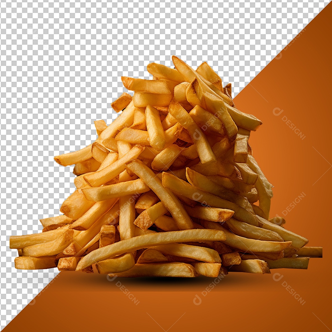 Monte de Batata Frita Elemento 3D para Composição PSD