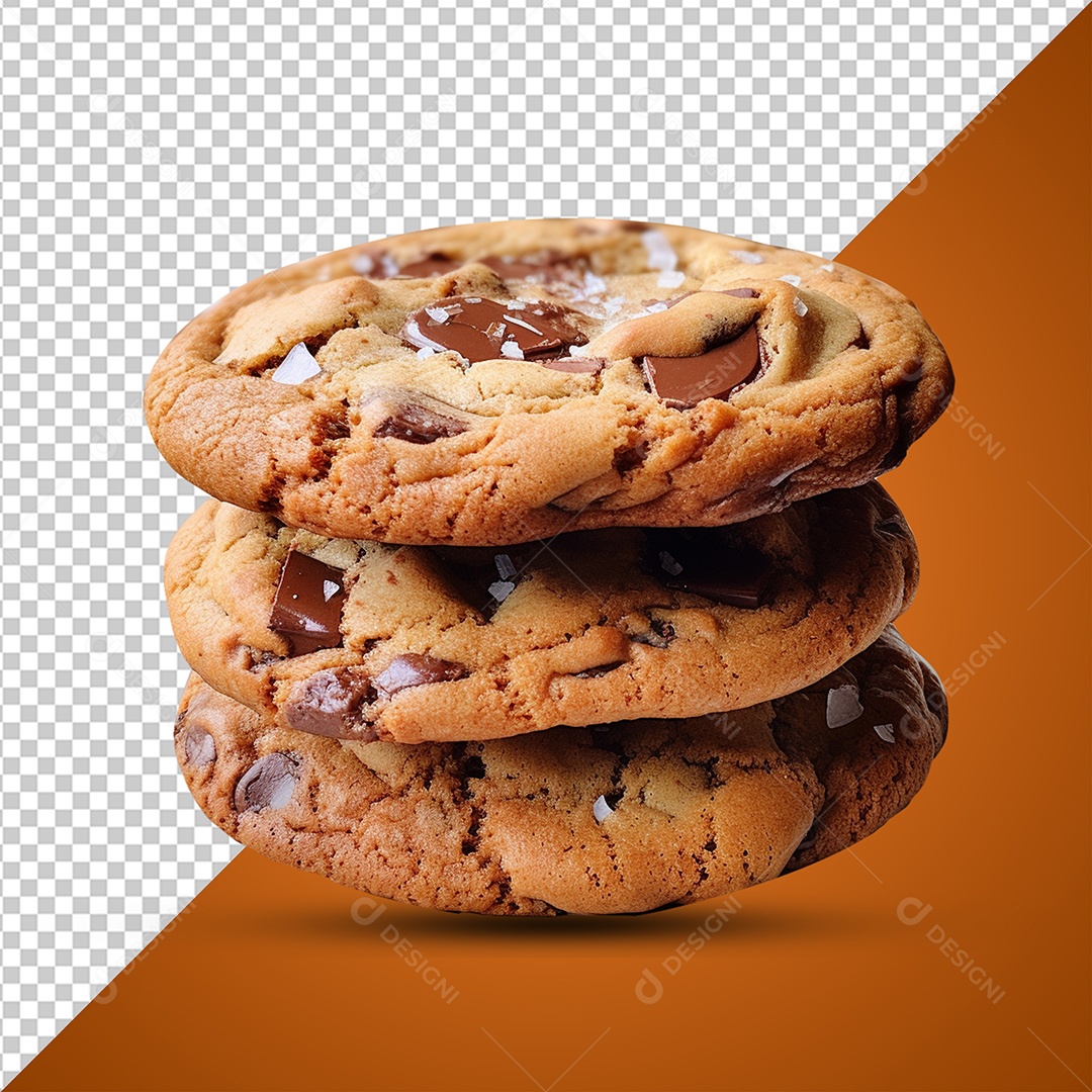 Cookie Biscoito com Gotas de Chocolate Elemento 3D para Composição PSD